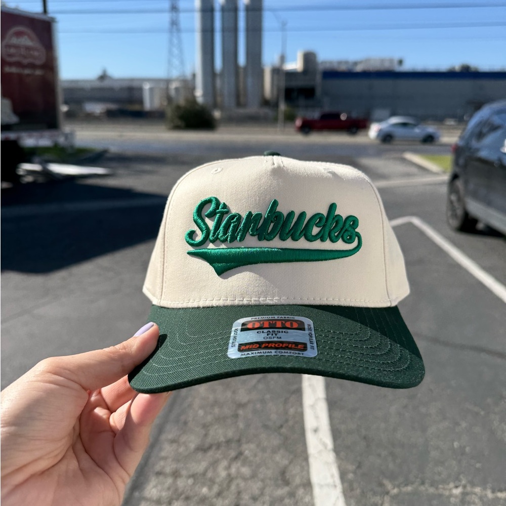 Starbucks 5 Panel Hat - Natural & Green
